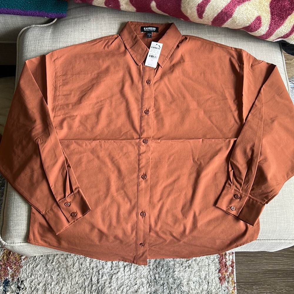 express burnt orange button down, brand new never worn
